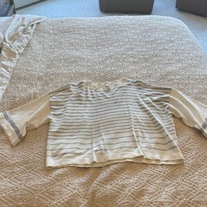 Piper and Scoot Striped top in Gray and White